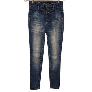Womens Refuge Jeans High‎ Rise Corset Waist Jeans Denim Blue Button Fly Sz 8